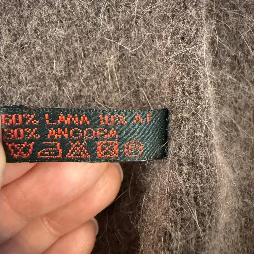 Laura‎ Biagiotti Angora Wool Scarf 3D Fur Flowers
